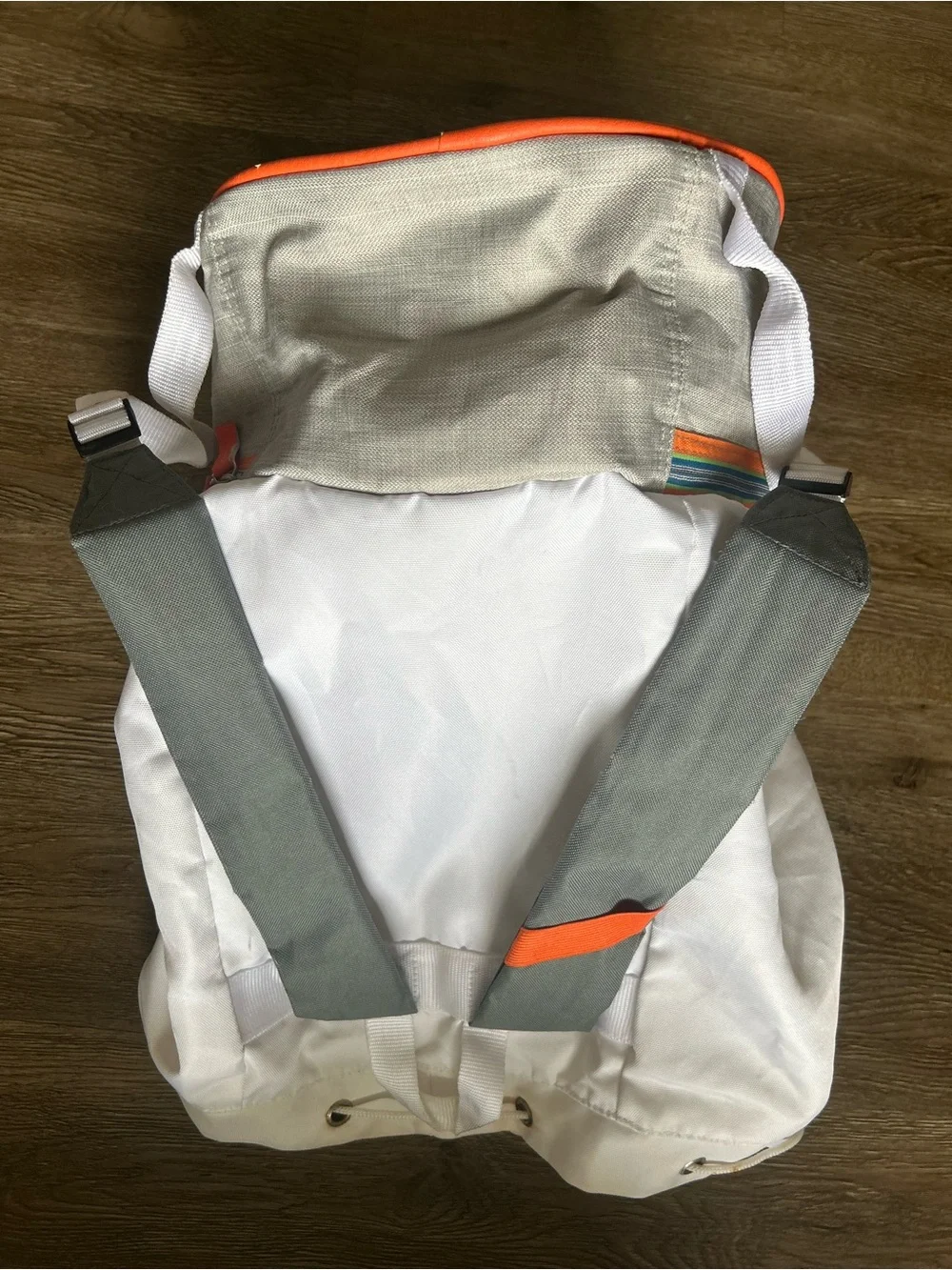 FITKICKS White Canvas Backpack with Orange Trim